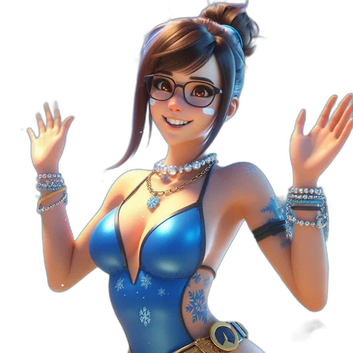 staff, dress, weapon, jewelry, concept art, 3d render, fantasy art, cartoon transparent PNG cut-out