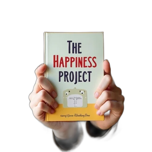 person, holds, book, cover, about, happiness, project transparent PNG cut-out