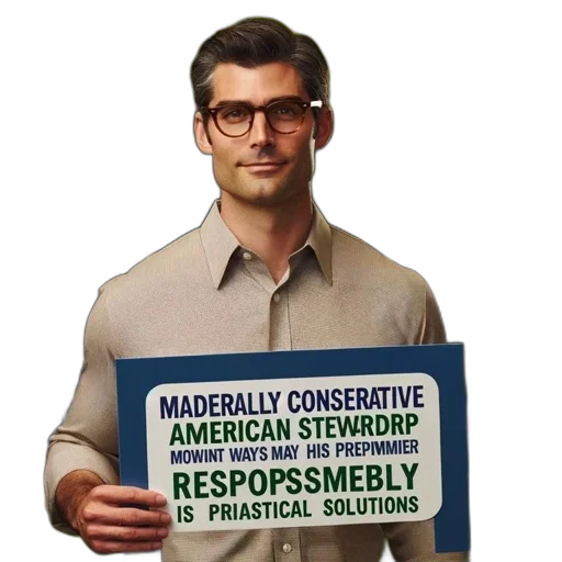 staff, cartoon, man, wears, glasses, holds, conservative, american transparent PNG cut-out