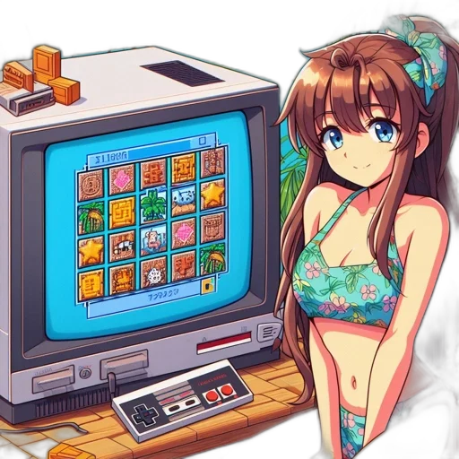 furniture, robot, weapon, vaporwave, pixel art, anime, cyberpunk, beach transparent PNG cut-out