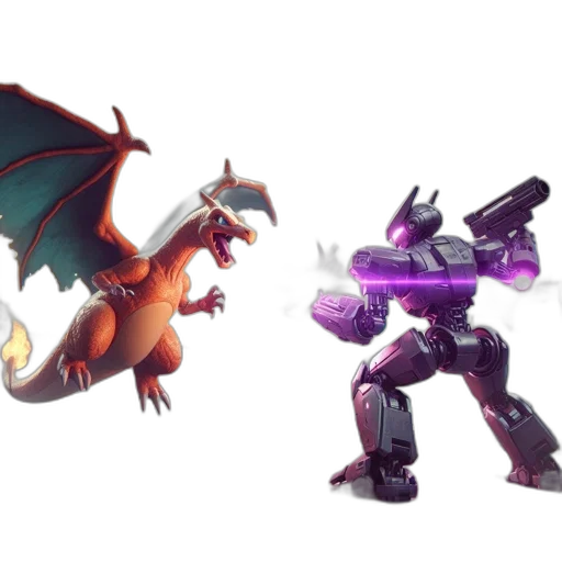 dragon, concept art, fantasy art, 3d render, pixel art, epic, confrontation, unfolds transparent PNG cut-out