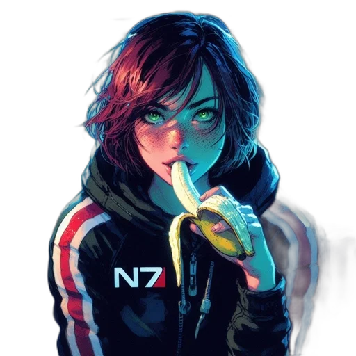 jacket, face, staff, weapon, cyberpunk, concept art, pixel art, comic book art transparent PNG cut-out