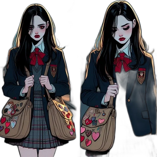 jacket, dress, concept art, comic book art, cartoon, fantasy art, dark, red transparent PNG cut-out