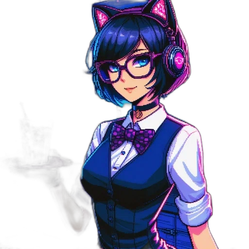 staff, dress, pixel art, anime, concept art, fantasy art, blue, monochrome transparent PNG cut-out