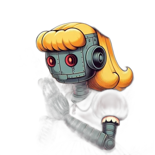 robot, staff, weapon, face, concept art, pixel art, cyberpunk, comic book art transparent PNG cut-out