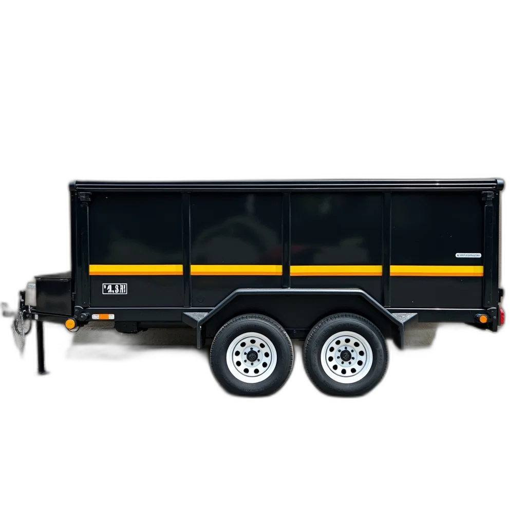 staff, 3d render, concept art, photorealistic, black, yellow, utility, trailer transparent PNG cut-out