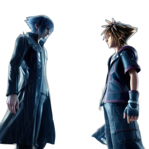 concept art, 3d render, outer space, blue, dark, monochrome, two, animated transparent PNG cut-out