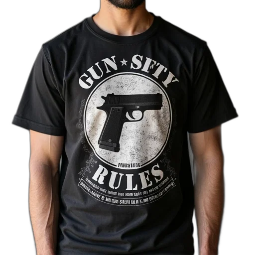3d render, gun, safety, rules, mens, shirt transparent PNG cut-out