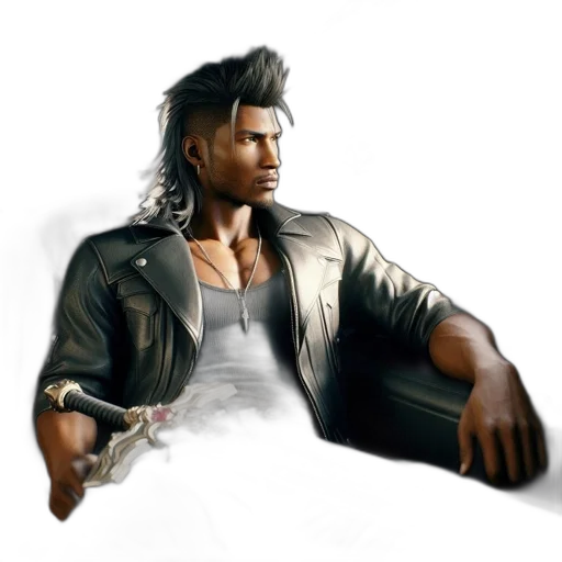 jacket, weapon, hair, concept art, photorealistic, fantasy art, 3d render, golden transparent PNG cut-out