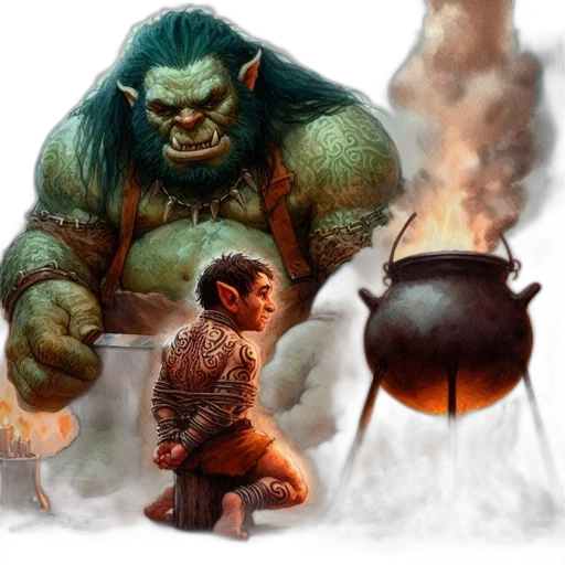 concept art, fantasy art, photorealistic, 3d render, fire, large, green-skinned, creature transparent PNG cut-out