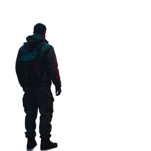 jacket, robot, staff, creature transparent PNG cut-out
