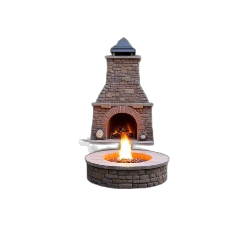 3d render, fire, diy, backyard, firepit, outdoor, patio, stone transparent PNG cut-out