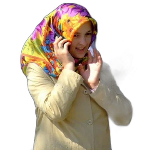 jacket, staff, jewelry, face, colorful, woman, headscarf, talks transparent PNG cut-out