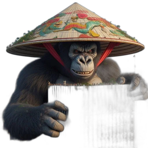 hat, umbrella, mask, animal, concept art, photorealistic, 3d render, fantasy art transparent PNG cut-out