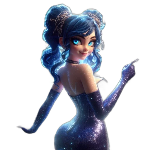 dress, staff, concept art, fantasy art, cartoon, anime, outer space, blue transparent PNG cut-out