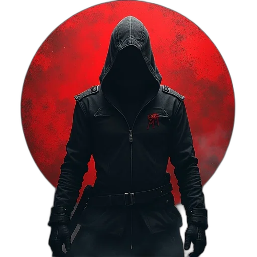 jacket, mask, staff, weapon transparent PNG cut-out