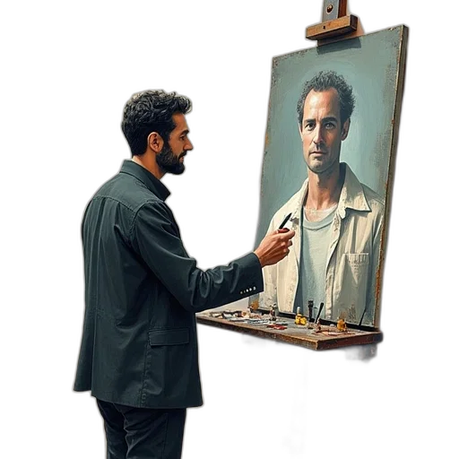 face, jacket, staff, oil painting, photorealistic, concept art, watercolor, forest transparent PNG cut-out