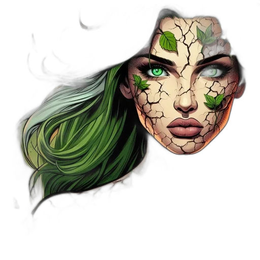 mask, face, fantasy art, concept art, pixel art, photorealistic, green, earth tones transparent PNG cut-out