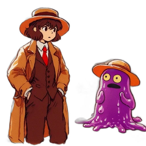 creature, hat, animal, jacket, concept art, pixel art, cartoon, underwater transparent PNG cut-out