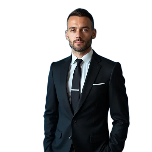 staff, jacket, face, umbrella, photorealistic, man, short, hair transparent PNG cut-out