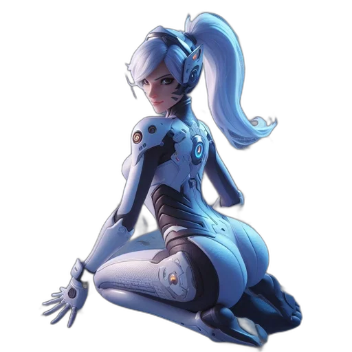 robot, dress, staff, weapon, concept art, anime, fantasy art, comic book art transparent PNG cut-out