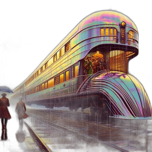 umbrella, robot, car, concept art, cyberpunk, photorealistic, watercolor, rain transparent PNG cut-out