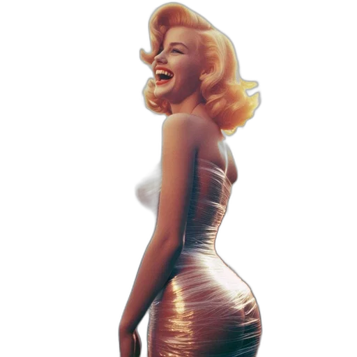 dress, comic book art, cartoon, concept art, photorealistic, golden, laughter, emanates transparent PNG cut-out