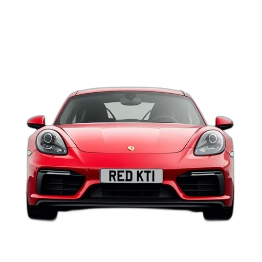car, 3d render, photorealistic, red, porsche, sports, white, license transparent PNG cut-out