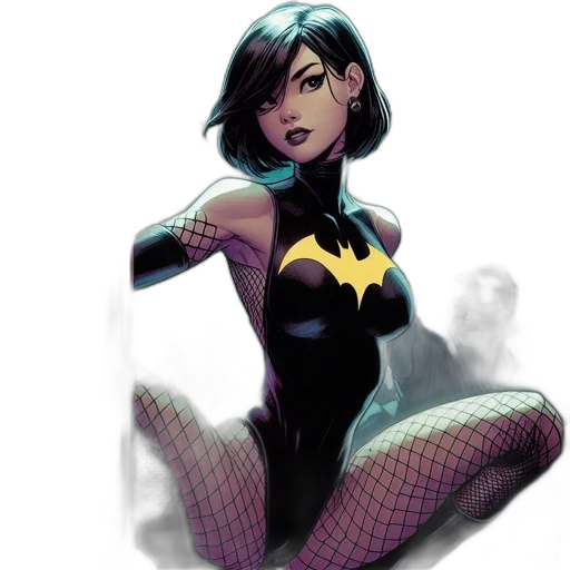 comic book art, concept art, cartoon, fantasy art, dark, batgirl, poised, pole transparent PNG cut-out