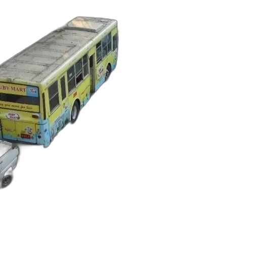 car, 3d render, concept art, photorealistic, pixel art, yellow, bus, ruby transparent PNG cut-out