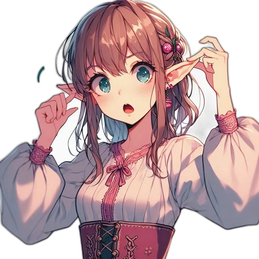 dress, staff, crown, face, anime, pixel art, concept art, fantasy art transparent PNG cut-out