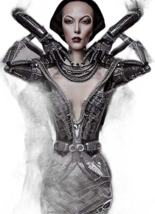 jewelry, robot, dress, fantasy art transparent PNG cut-out