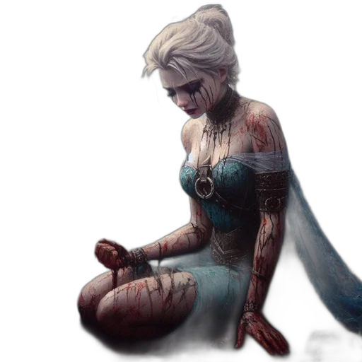 dress, concept art, fantasy art, comic book art, pixel art, underwater, blue, dark transparent PNG cut-out