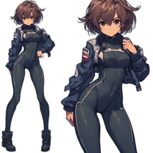 jacket, weapon, dress, hair, concept art, cyberpunk, anime, pixel art transparent PNG cut-out