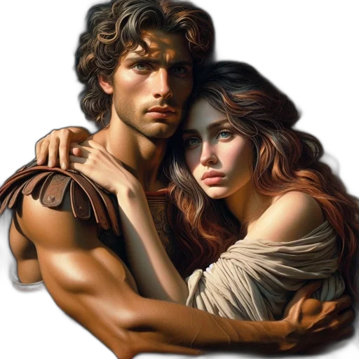fantasy art, photorealistic, oil painting, comic book art, fire, man, curly, hair transparent PNG cut-out