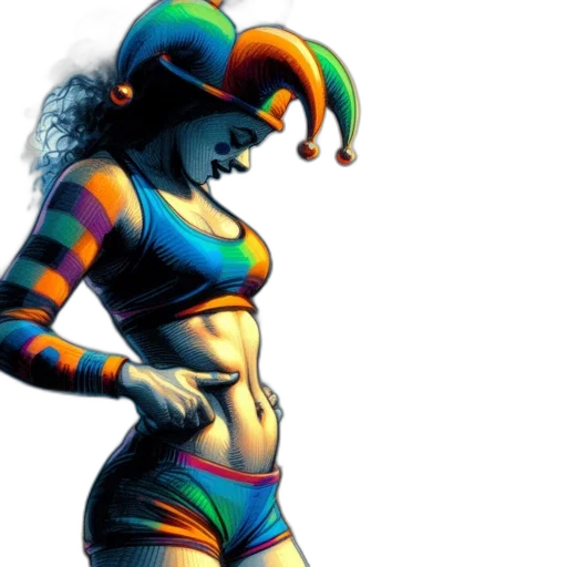 comic book art, concept art, 3d render, fantasy art, colorful, neon, woman, possibly transparent PNG cut-out