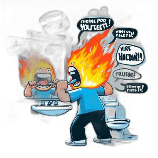 concept art, comic book art, cartoon, 3d render, fire, amusing, illustration, features transparent PNG cut-out