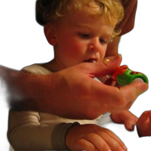 weapon, creature, photorealistic, 3d render, child, plays, toy, while transparent PNG cut-out