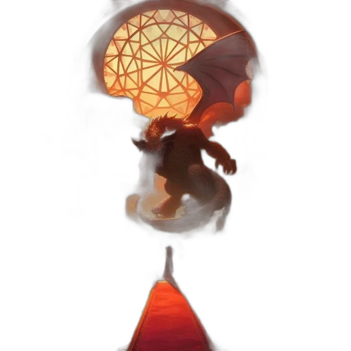 umbrella, dragon, staff, creature, concept art, fantasy art, pixel art, watercolor transparent PNG cut-out