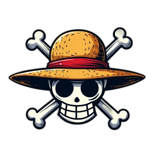 hat, staff, pixel art, cartoon, 3d render, one, piece, logo transparent PNG cut-out