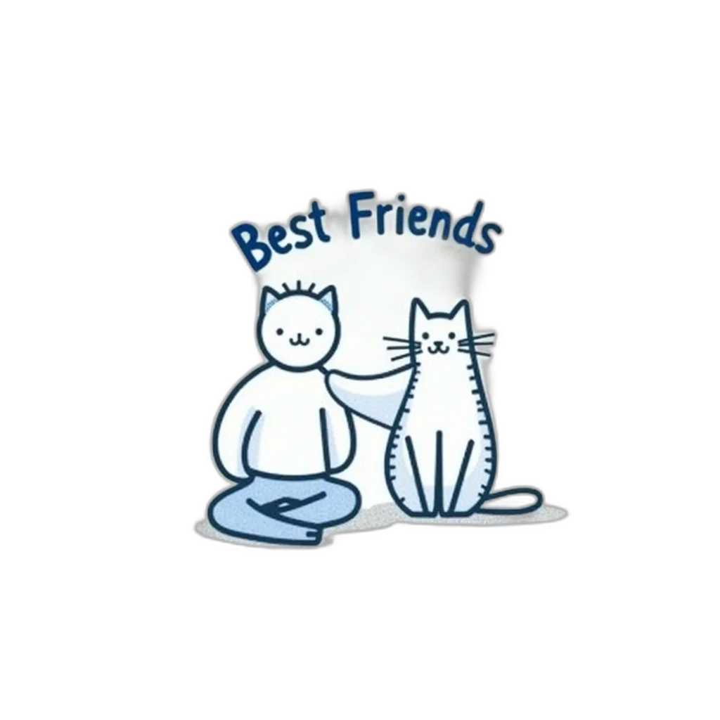 cartoon, second, image, stylized, illustration, person, cat, sitting transparent PNG cut-out