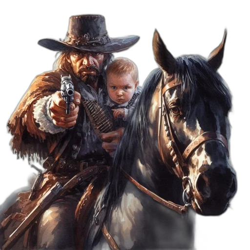 weapon, animal, hat, concept art, fantasy art, photorealistic, oil painting, stoic transparent PNG cut-out