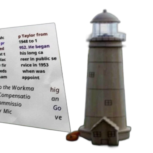 fog, lighthouse, stands, background, sign, reads, workman, compensatio transparent PNG cut-out