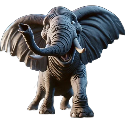 animal, creature, 3d render, concept art, photorealistic, large, expressive, elephant transparent PNG cut-out