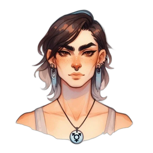 face, jewelry, staff, crown, fantasy art, concept art, watercolor, pixel art transparent PNG cut-out