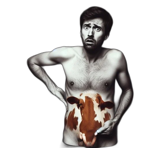 food, animal, concept art, photorealistic, comic book art, unshaven, man, defined transparent PNG cut-out