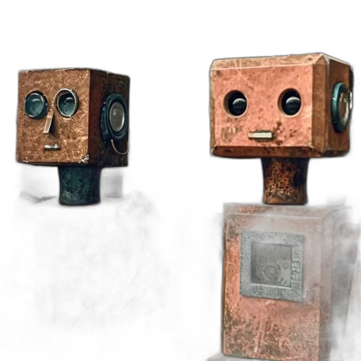 robot, furniture, face, mask, 3d render, concept art, photorealistic, earth tones transparent PNG cut-out