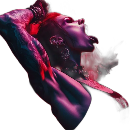 face, cyberpunk, concept art, photorealistic, 3d render, fire, red, individual transparent PNG cut-out