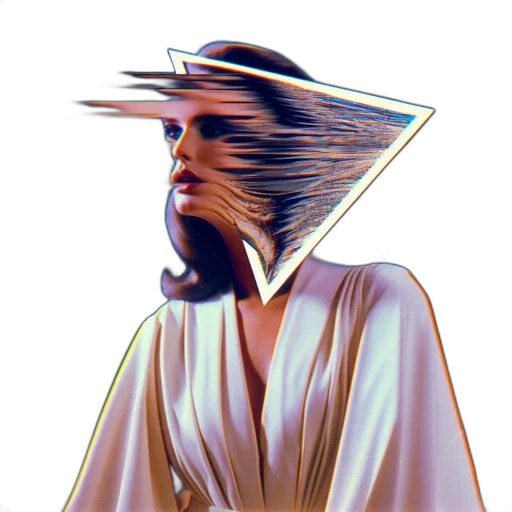 hair, staff, face, robot, vaporwave, pixel art, cyberpunk, concept art transparent PNG cut-out