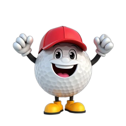hat, 3d render, photorealistic, cartoon, character, golf, ball, red transparent PNG cut-out